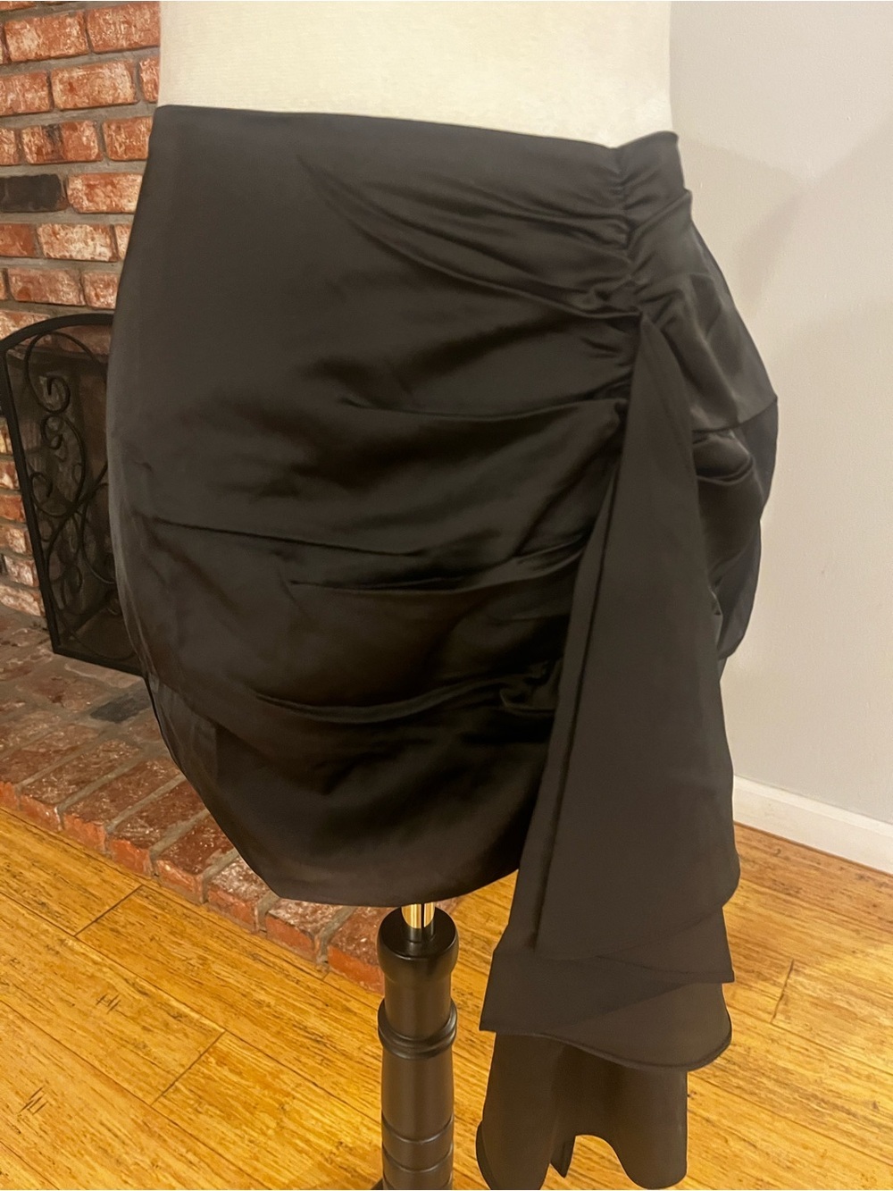 $54 NWOT naked wardrobe Black Satin Draped Mini Skirt